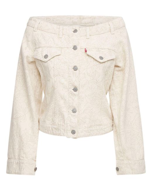 Ganni White Levi's Off-the-shoulder Denim Jacket