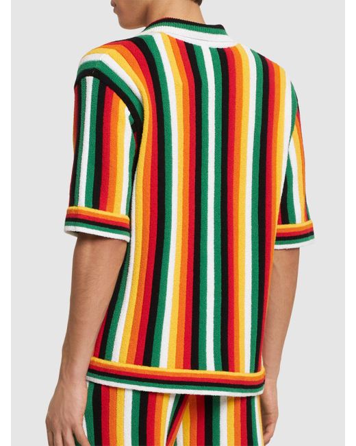 Casablancabrand Multicolor Striped Cotton & Nylon Toweling Shirt for men