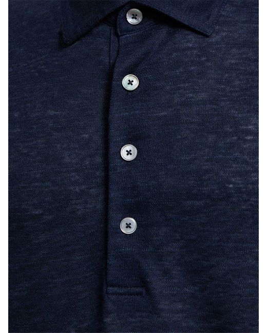 Zegna Blue Oasi Linen Polo for men