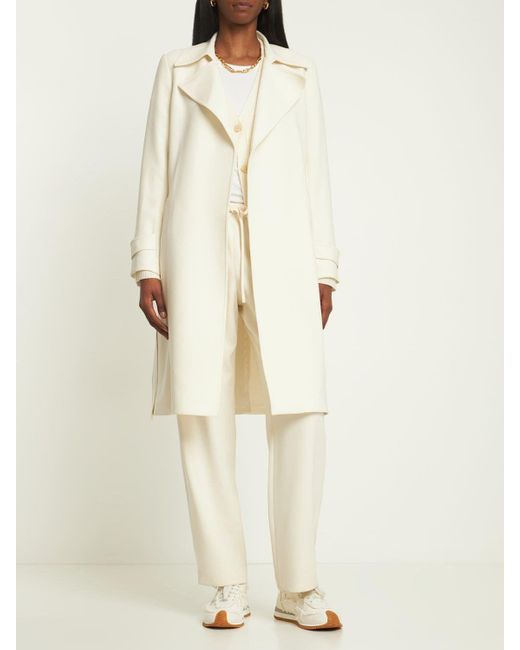theory wool blend oaklane double face belted coat