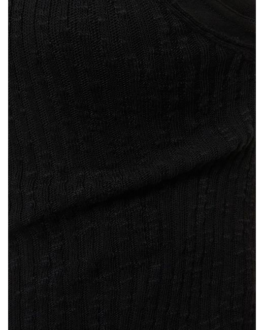 Jil Sander Black Cotton Ribbed Knit Long Dress