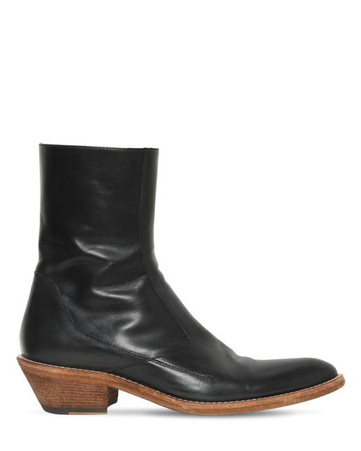 Haider Ackermann Black Leather Cowboy Boots for men
