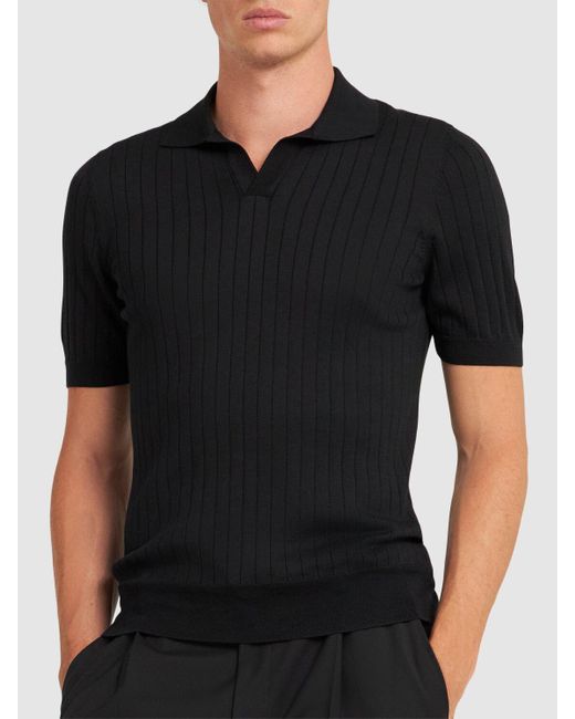 Tagliatore Herren Polohemd Aus Seide Und Baumwolle „Posh“ in Black für Herren