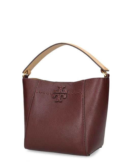 Tory Burch Purple Small Mcgraw Textured Leather Bucket Bag