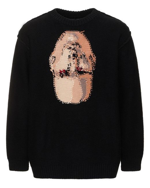 Doublet Handgestrickter Sweater Aus Baumwolljacquard in Black für Herren