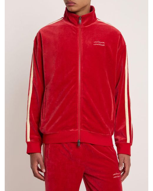 Unknown Velour Track Jacket w/dagger Detail in Red for Men | Lyst UK