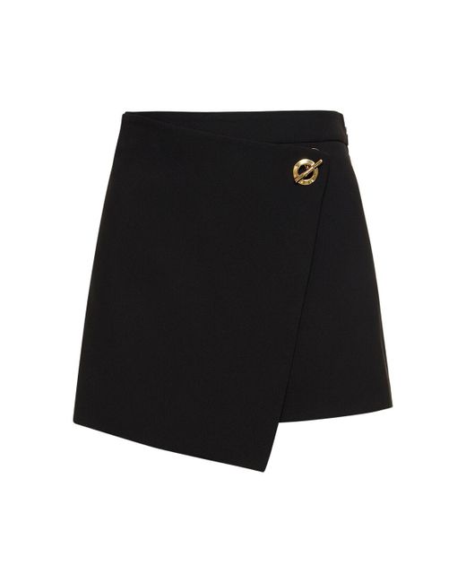 Moschino Black Stretch Crepe Front Wrap Shorts