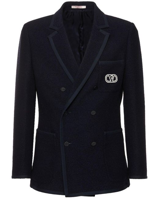 Valentino Blue Double Breast Tweed Jacket for men