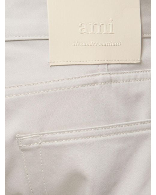 AMI White Compact Cotton Straight Pants for men