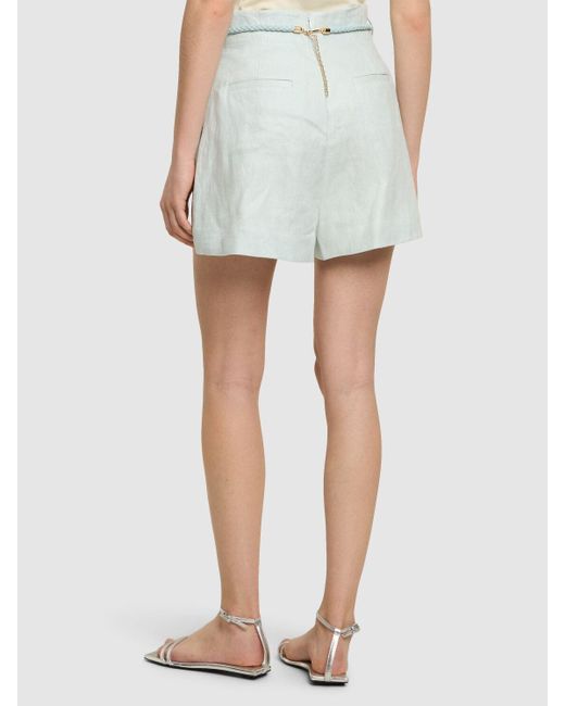 Zimmermann White Natura High Waisted Linen Shorts