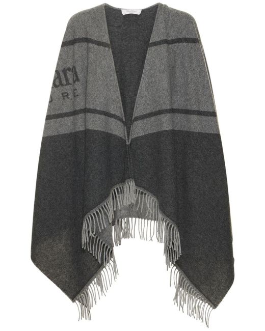 Max Mara Wolle Umhang Aus Wollmischgewebe Mit Logo oxford in Natur Damen Bekleidung Mäntel Capes 