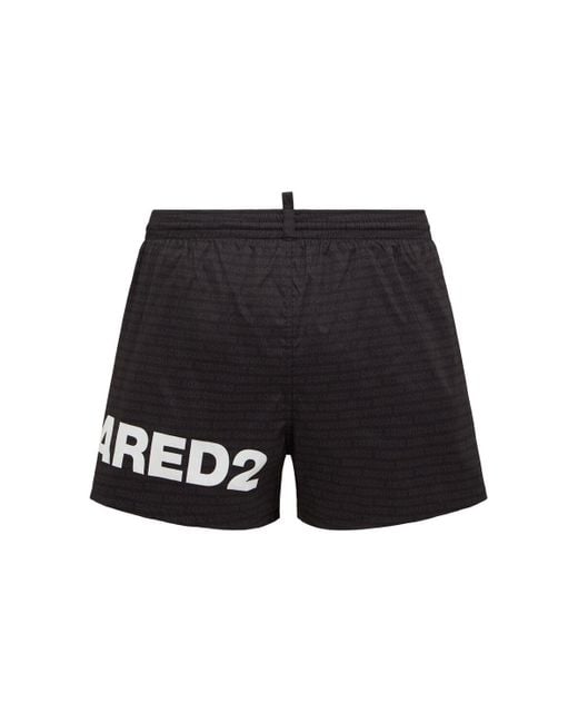 DSquared² Black Logo Nylon Swim Shorts for men
