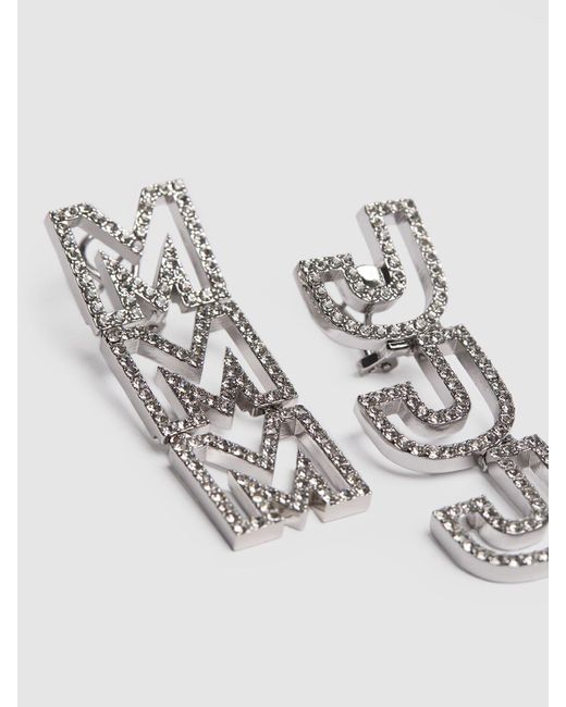 Marc Jacobs Gray Monogram Crystal Drop Earrings