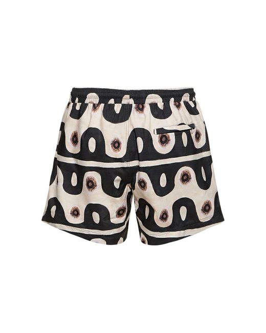 Commas White Jungle Wave Printed Nylon Swim Shorts for men
