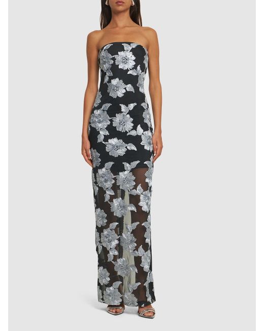ROTATE BIRGER CHRISTENSEN Multicolor Flower Print Mesh Long Dress