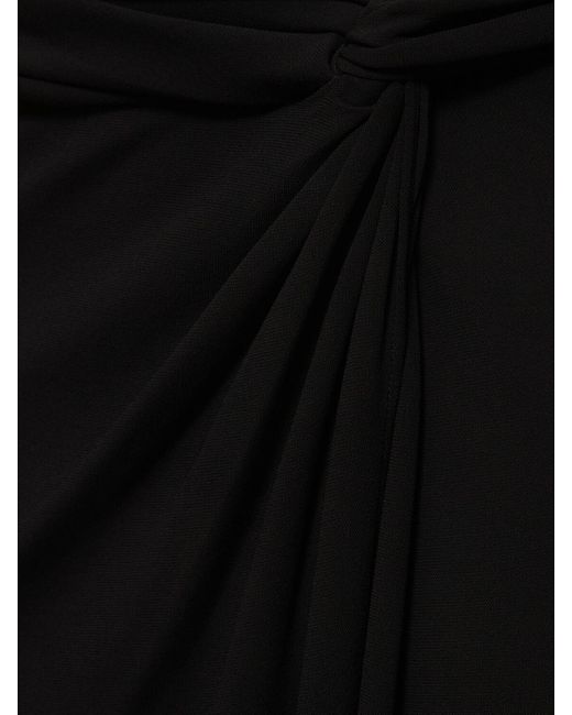 Michael Kors Black Draped Matte Viscose Jersey Midi Skirt