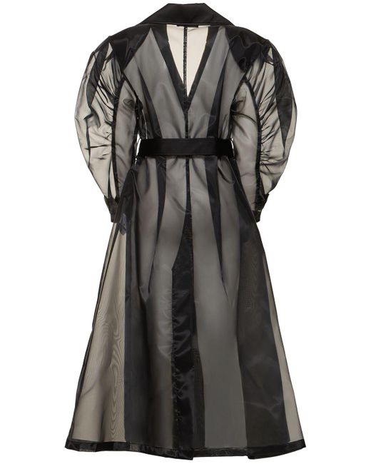 Cappotto lungo in organza con cintura di Dolce & Gabbana in Black