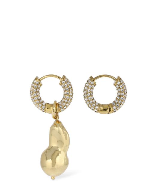 Timeless Pearly Metallic Crystal Mismatched Earrings