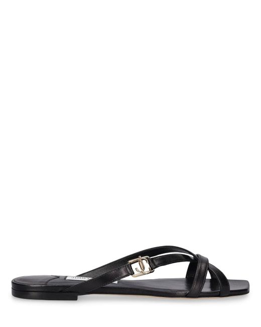Jimmy Choo Black 10mm Jess Leather Slide Sandals