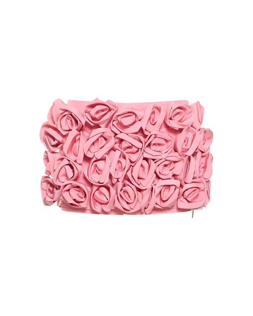 Valentino Pink Silk Mini Skirt W/ Rose Appliqués