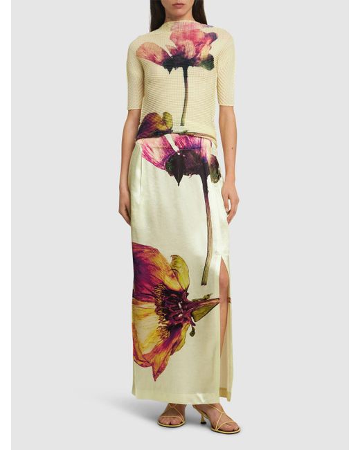 Issey Miyake White Damen Pressed Flora Long Skirt