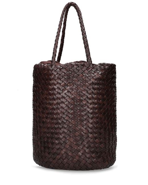 Dragon Diffusion Brown Hand Braided Leather Straps Basket Bag