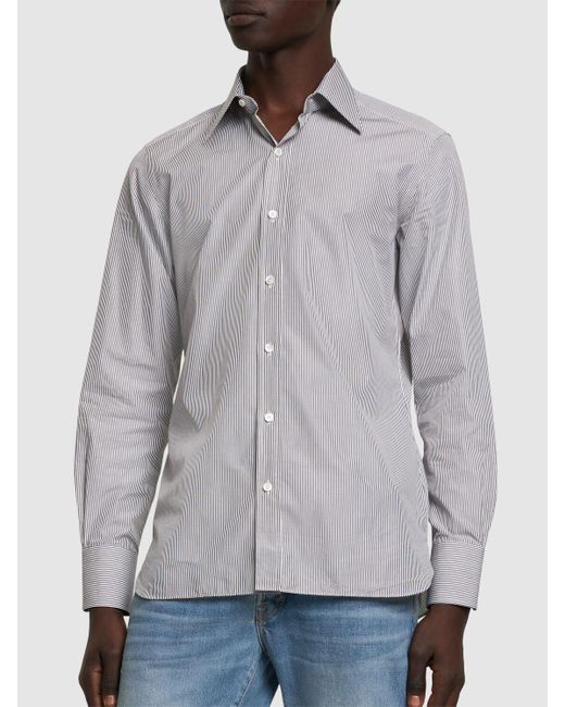 Camicia in cotone di Tom Ford in Gray da Uomo