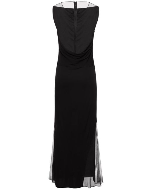 Robe longue en viscose avec côtés transparents Helmut Lang en coloris Black