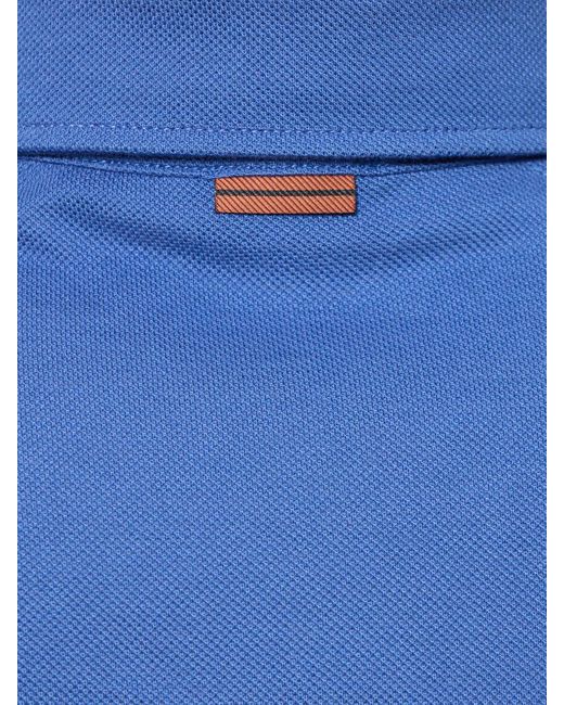 Polo manches courtes en piqué de coton Zegna pour homme en coloris Blue