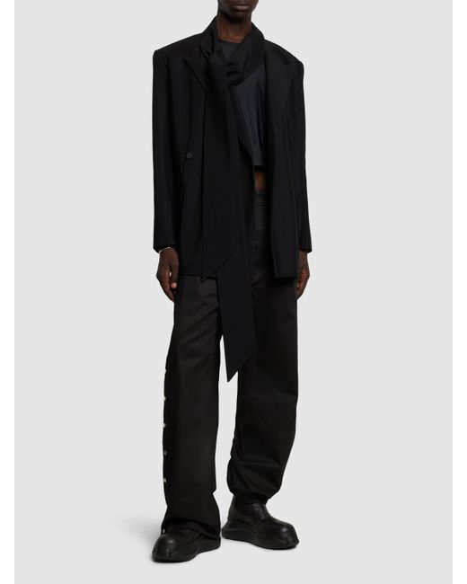 Mugler Black Double Breast Viscose & Wool Jacket for men