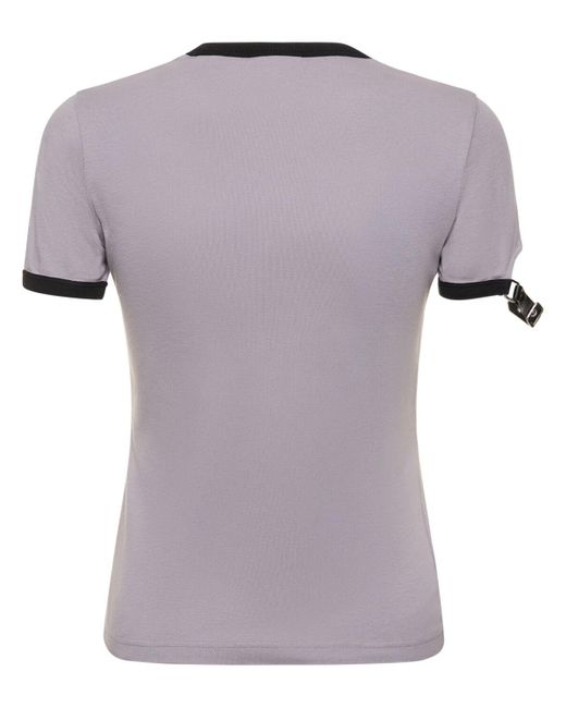 Courreges Purple Buckle Contrast Cotton T-Shirt