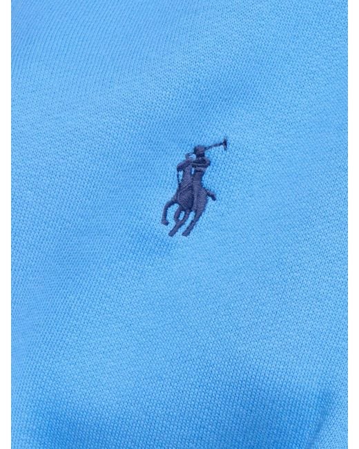 Felpa in misto cotone con mezza zip di Polo Ralph Lauren in Blue