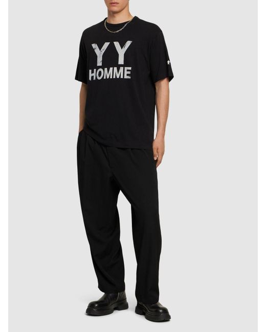 Yohji Yamamoto Black Yyh Printed Cotton T-shirt for men