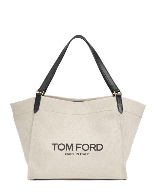 Tom Ford White Large Amalfi Canvas Tote Bag