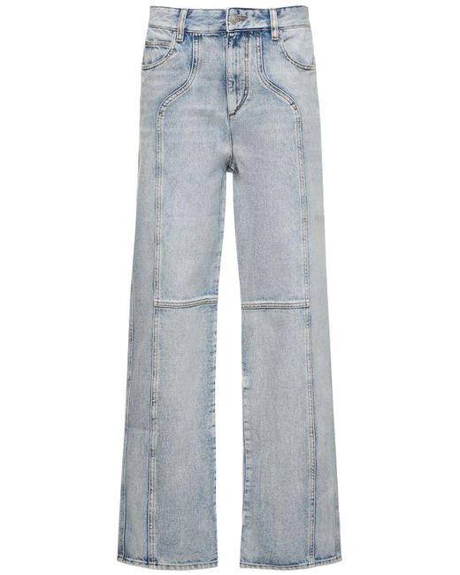 Pantalones rectos de algodón Isabel Marant de color Gray