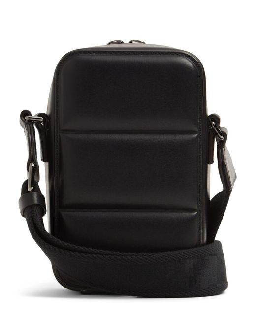 メンズ Moncler Vertical レザークロスボディバッグ Black
