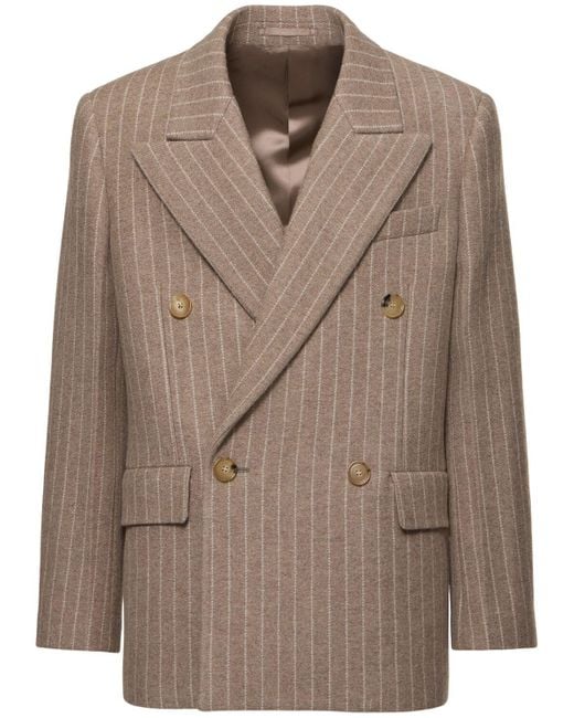 Burberry Brown Peak Lapel Double Breast Blazer for men