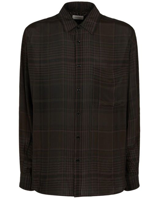 Lemaire Black Check Print Viscose Shirt for men