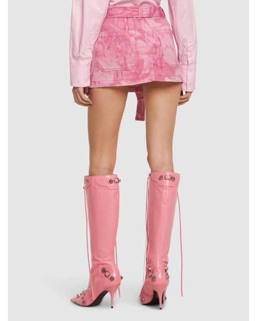 Minifalda cargo de denim con cinturón Blumarine de color Pink