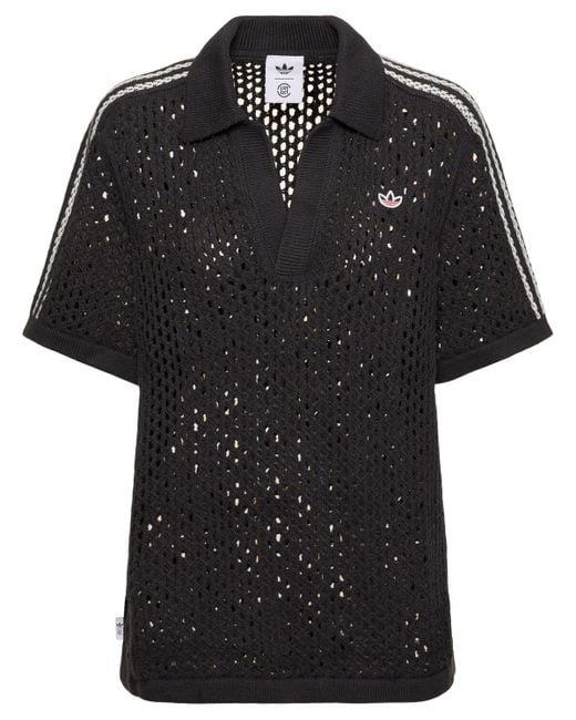 Adidas Originals Black Polohemd Mit Offenem Strick "clot C"