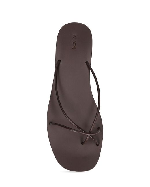 St. Agni Brown 5mm Rouleau Leather Thong Sandals
