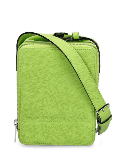 Valextra Green Ledertasche Mit Griff "tric Trac"