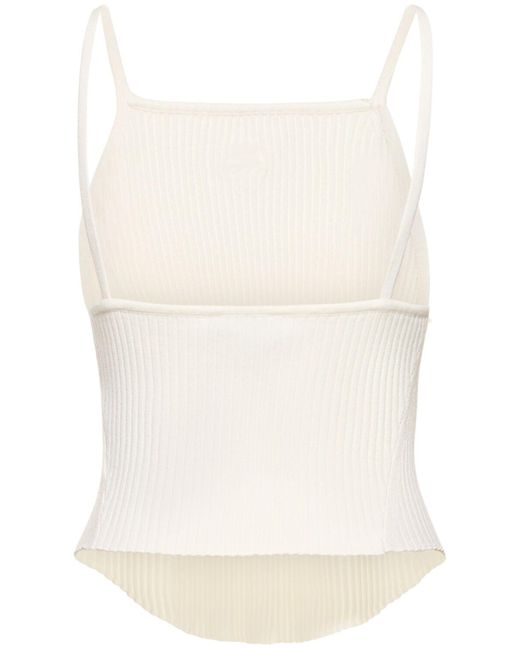 Courreges White Holistic Ribbed Viscose Knit Tank Top
