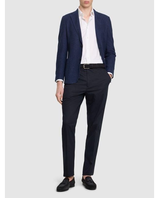 メンズ Zegna プレミアムコットンブレンドパンツ Blue