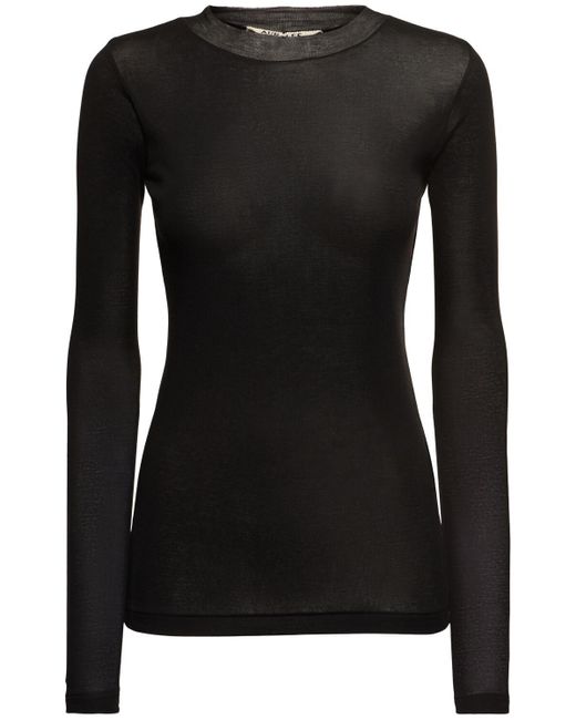 Auralee シアーコットンリブ長袖tシャツ Black