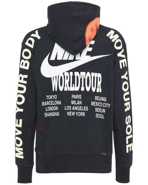 Nike World Tour Printed Sweatshirt Hoodie in Black for Men | Lyst