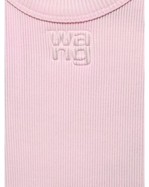 T-shirt court en coton à manches courtes Alexander Wang en coloris Pink