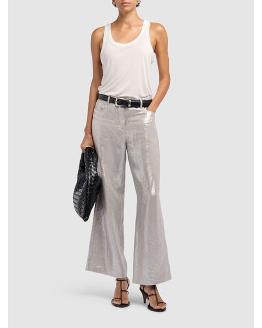 Max Mara Malika コーティングリネン フレアパンツ Gray