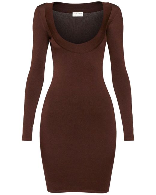 Vestido corto de viscosa Saint Laurent de color Brown