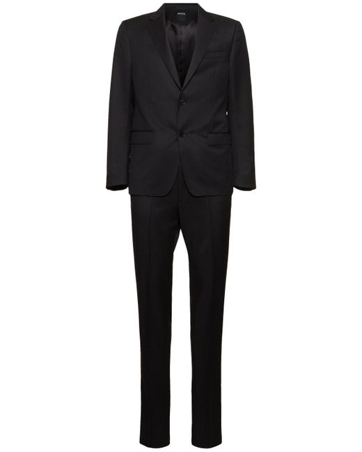 Zegna Black Wool & Mohair Tailored Suit for men